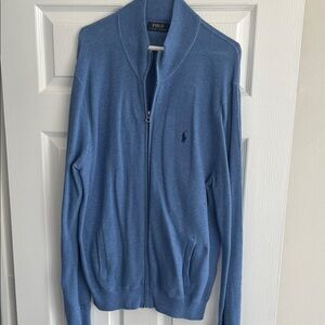 Polo by Ralph Lauren Light Blue Full-Zip Knit Sweater